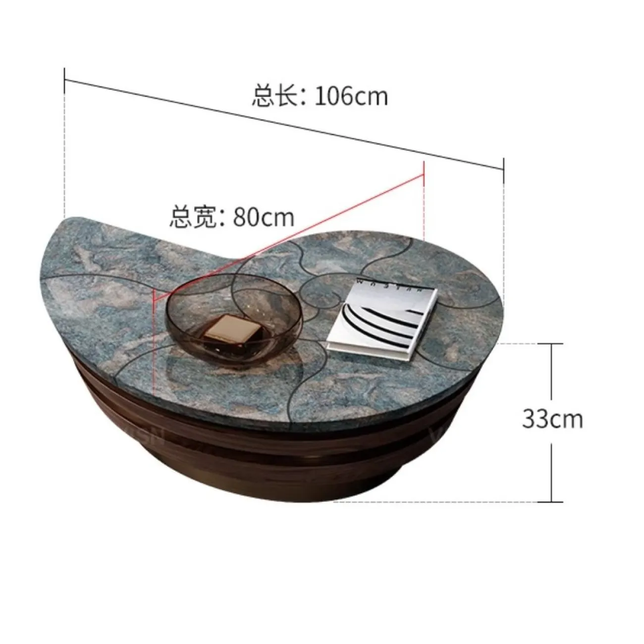 Журнальный столик "Раковина" из цельного дерева LUXURY VISN 35902-29