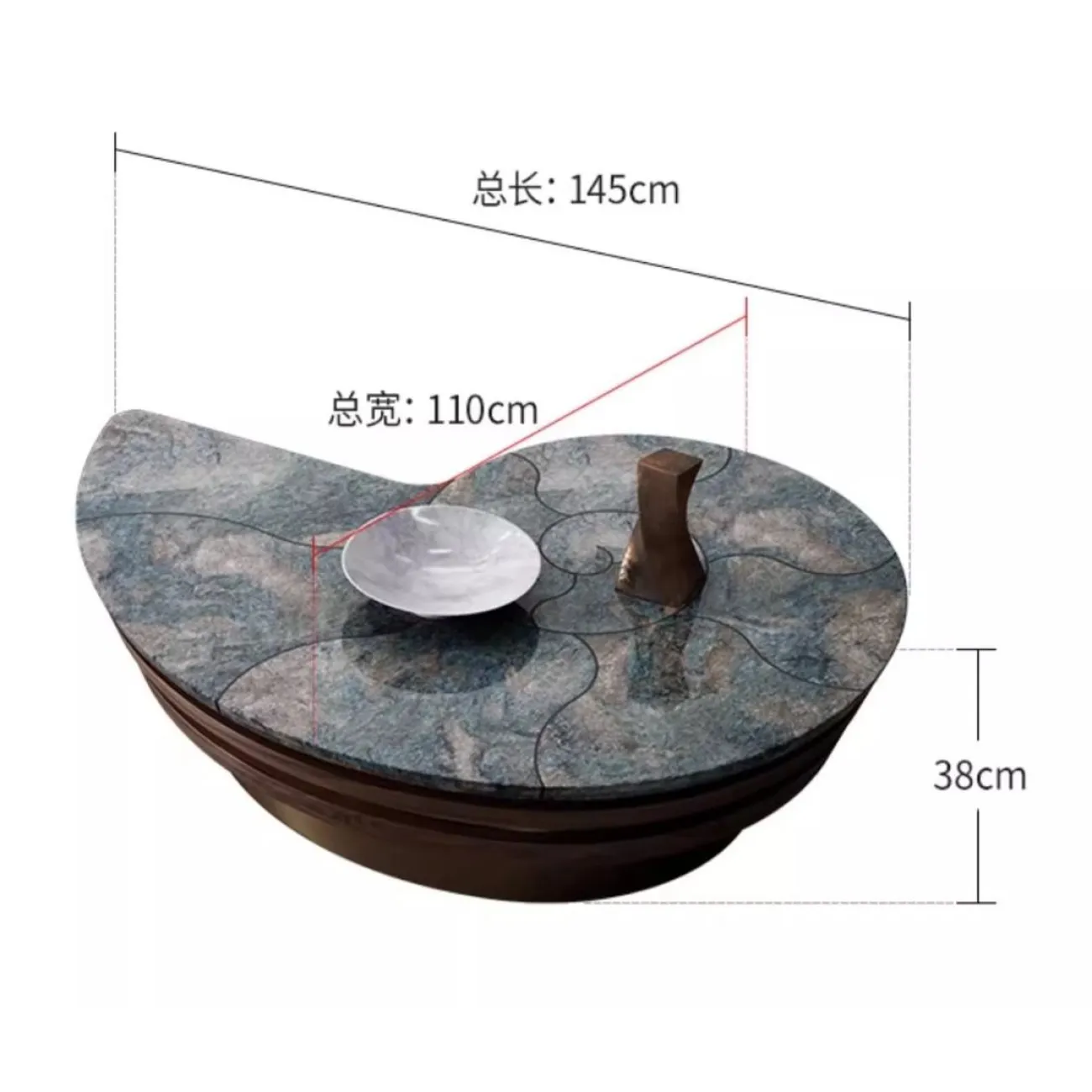 Журнальный столик "Раковина" из цельного дерева LUXURY VISN 35902-29