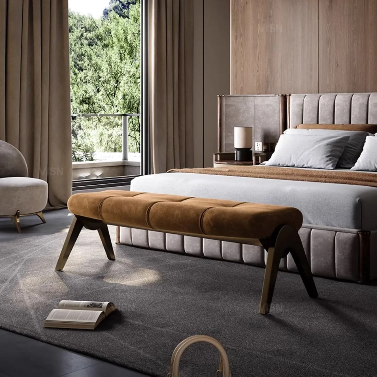 Роскошная кожаная прикроватная банкетка LUXURY VISN 35903-29