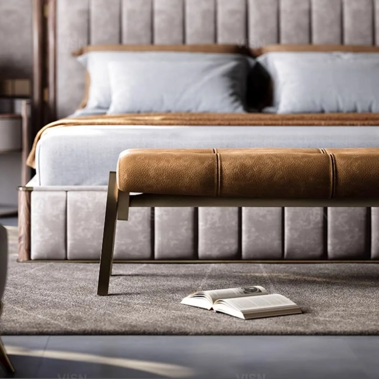 Роскошная кожаная прикроватная банкетка LUXURY VISN 35903-29