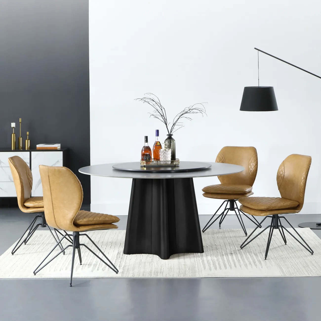 Роскошный круглый обеденный стол-трансформер в Современном стиле LaLume AR21240-23