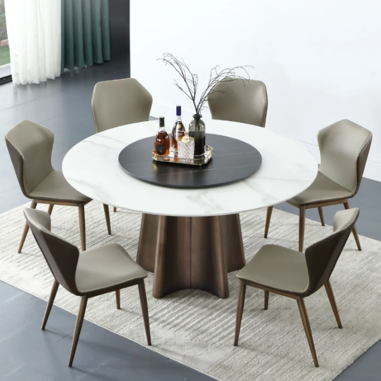 Роскошный круглый обеденный стол-трансформер в Современном стиле LaLume AR21240-23