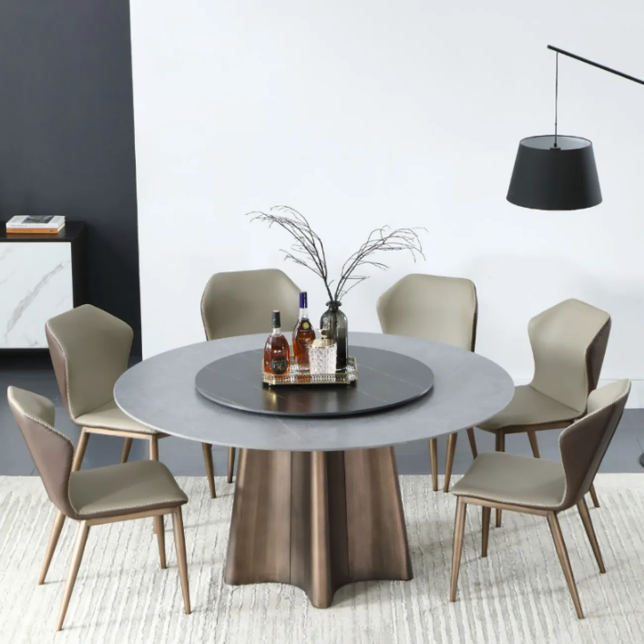 Роскошный круглый обеденный стол-трансформер в Современном стиле LaLume AR21240-23