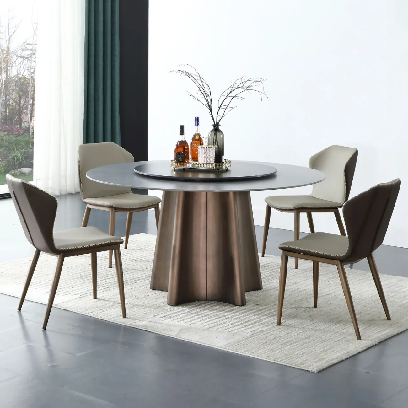 Роскошный круглый обеденный стол-трансформер в Современном стиле LaLume AR21240-23