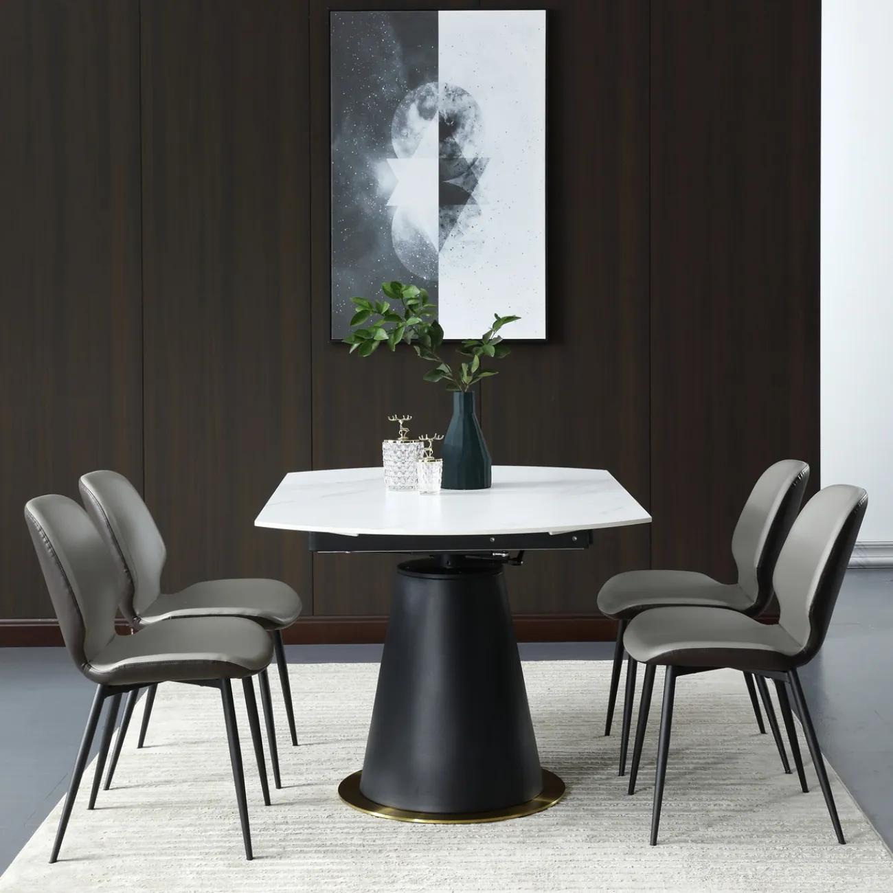 Роскошный обеденный стол-трансформер в Скандинавском стиле LaLume AR21252-23 Роскошный обеденный стол-трансформер в Скандинавском стиле LaLume AR21252-23