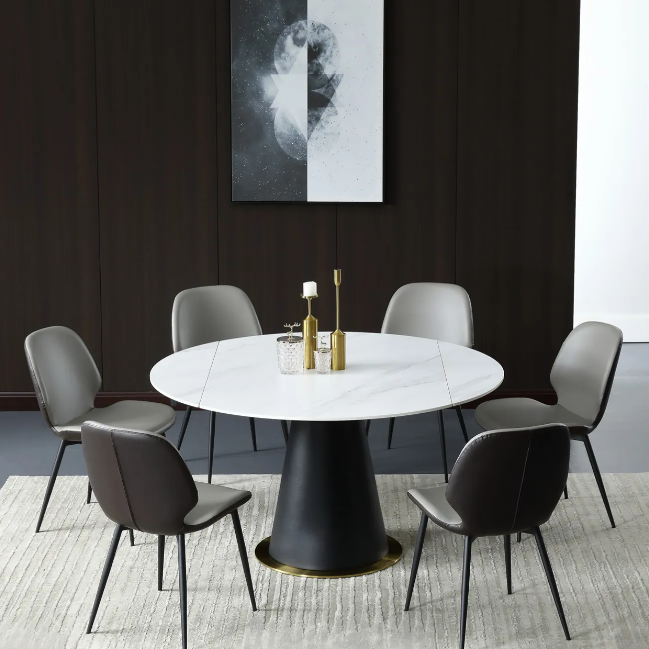 Роскошный обеденный стол-трансформер в Скандинавском стиле LaLume AR21252-23 Роскошный обеденный стол-трансформер в Скандинавском стиле LaLume AR21252-23