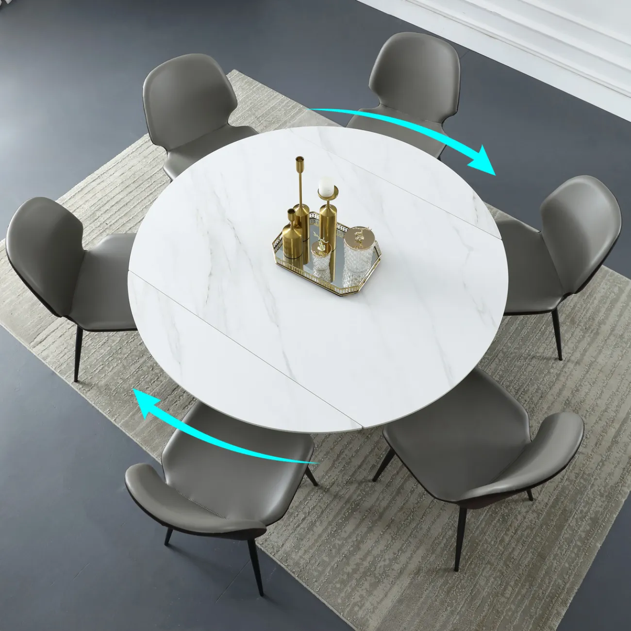 Роскошный обеденный стол-трансформер в Скандинавском стиле LaLume AR21252-23 Роскошный обеденный стол-трансформер в Скандинавском стиле LaLume AR21252-23