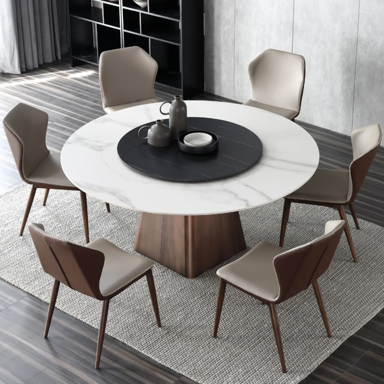 Минималистичный обеденный стол с поворотной частью в Современном стиле LaLume AR21256-23 Минималистичный обеденный стол с поворотной частью в Современном стиле LaLume AR21256-23