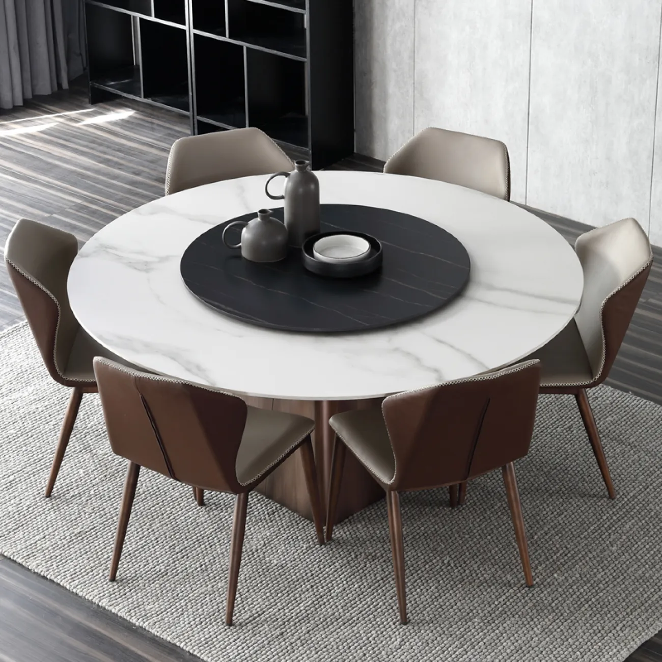 Минималистичный обеденный стол с поворотной частью в Современном стиле LaLume AR21256-23 Минималистичный обеденный стол с поворотной частью в Современном стиле LaLume AR21256-23