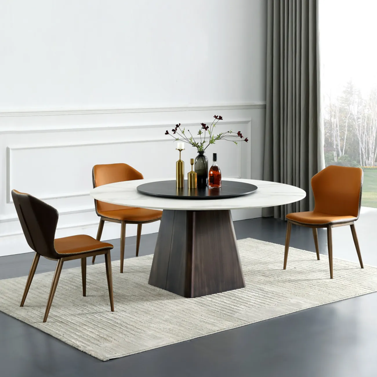 Минималистичный обеденный стол с поворотной частью в Современном стиле LaLume AR21256-23 Минималистичный обеденный стол с поворотной частью в Современном стиле LaLume AR21256-23