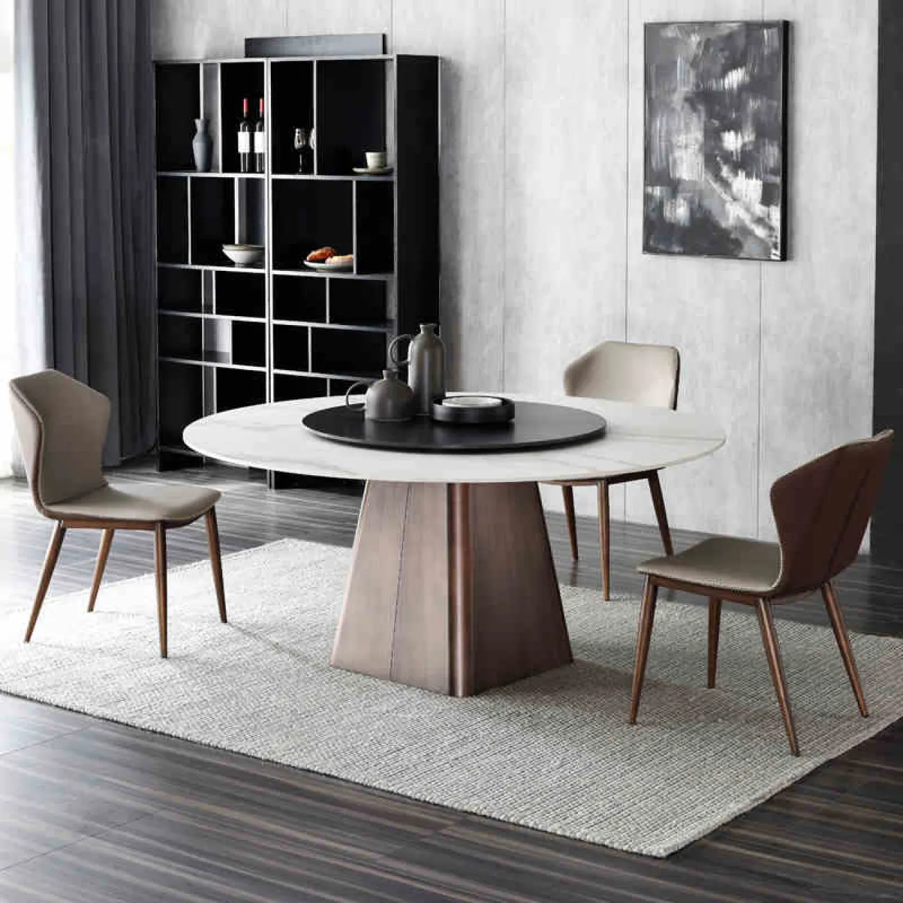 Минималистичный обеденный стол с поворотной частью в Современном стиле LaLume AR21256-23 Минималистичный обеденный стол с поворотной частью в Современном стиле LaLume AR21256-23