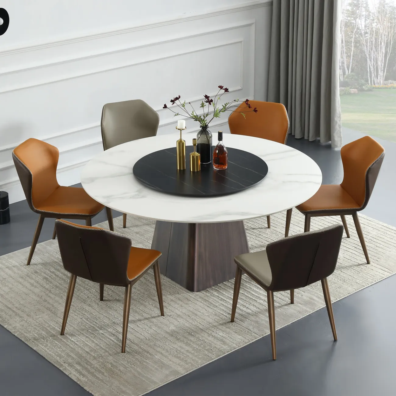 Минималистичный обеденный стол с поворотной частью в Современном стиле LaLume AR21256-23 Минималистичный обеденный стол с поворотной частью в Современном стиле LaLume AR21256-23