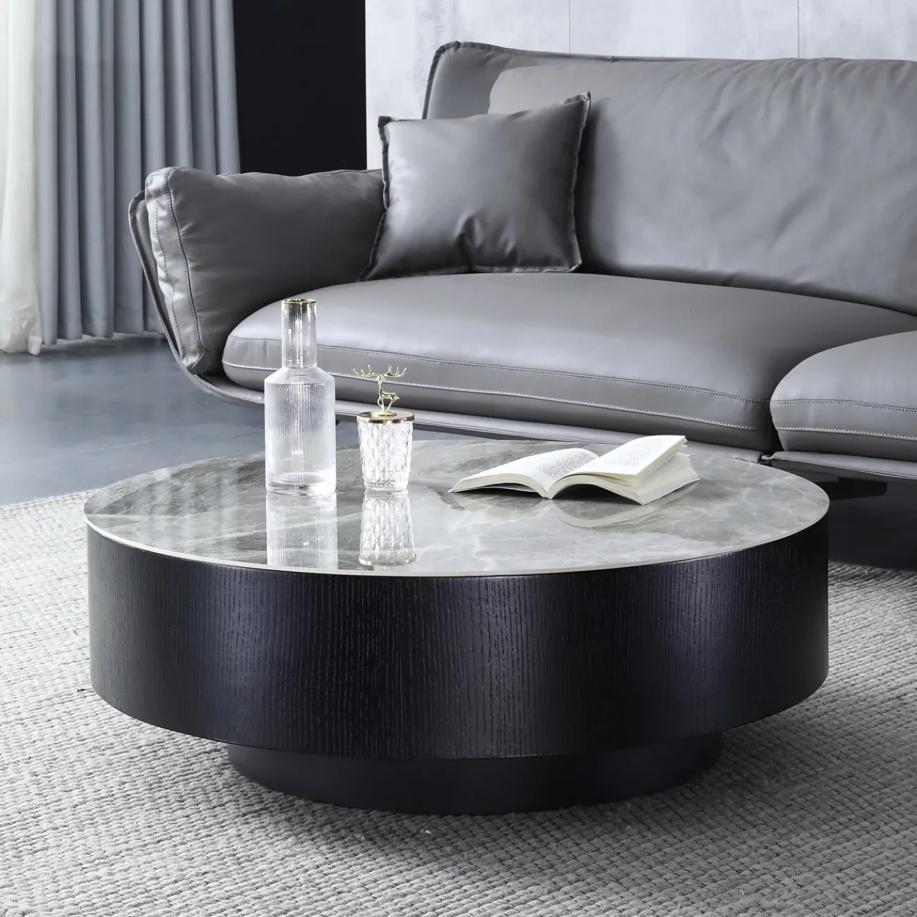 Роскошный круглый журнальный стол с ящиком в Минималистичном стиле LaLume AR21272-23