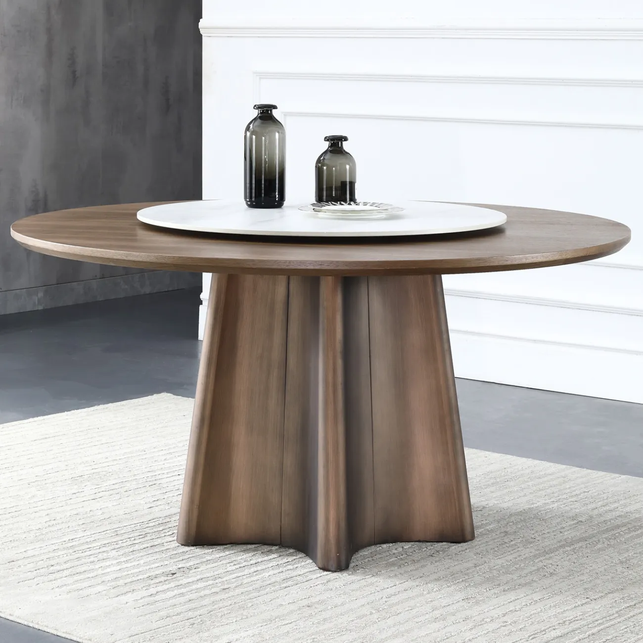 Необычный обеденный стол с поворотной серединой в Скандинавском стиле LaLume AR21276-23