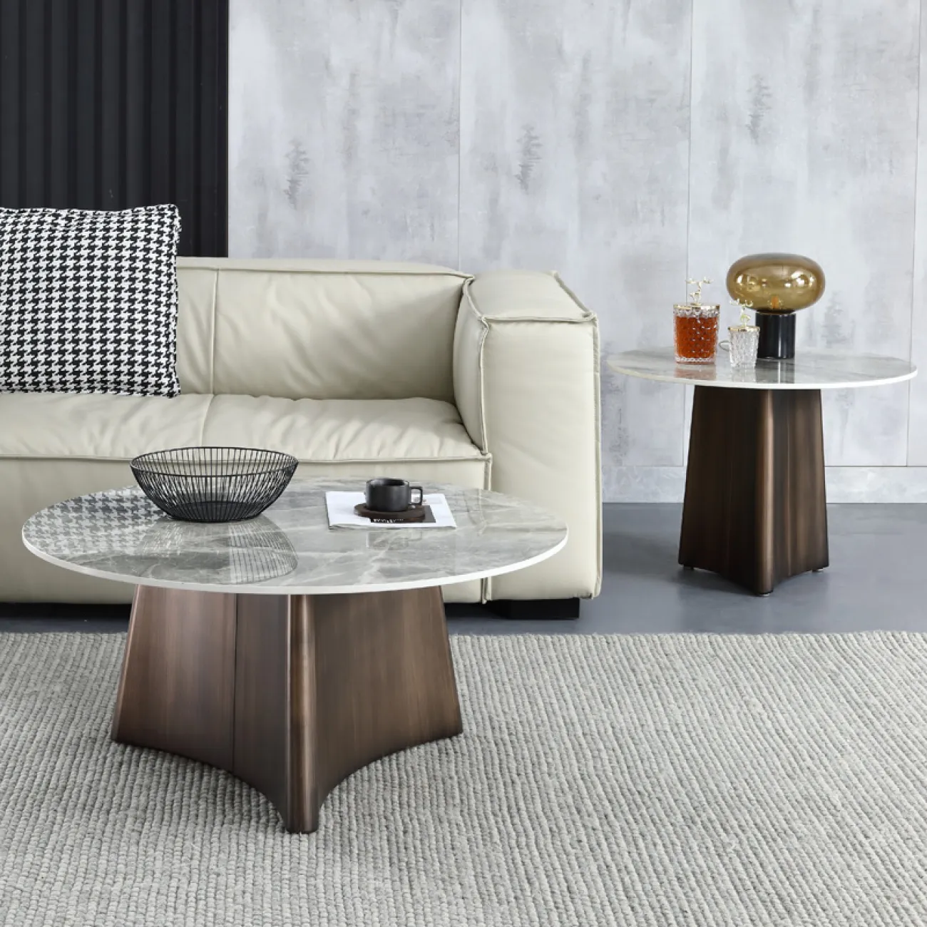 Великолепный журнальный стол из камня в Скандинавском стиле LaLume AR21277-23