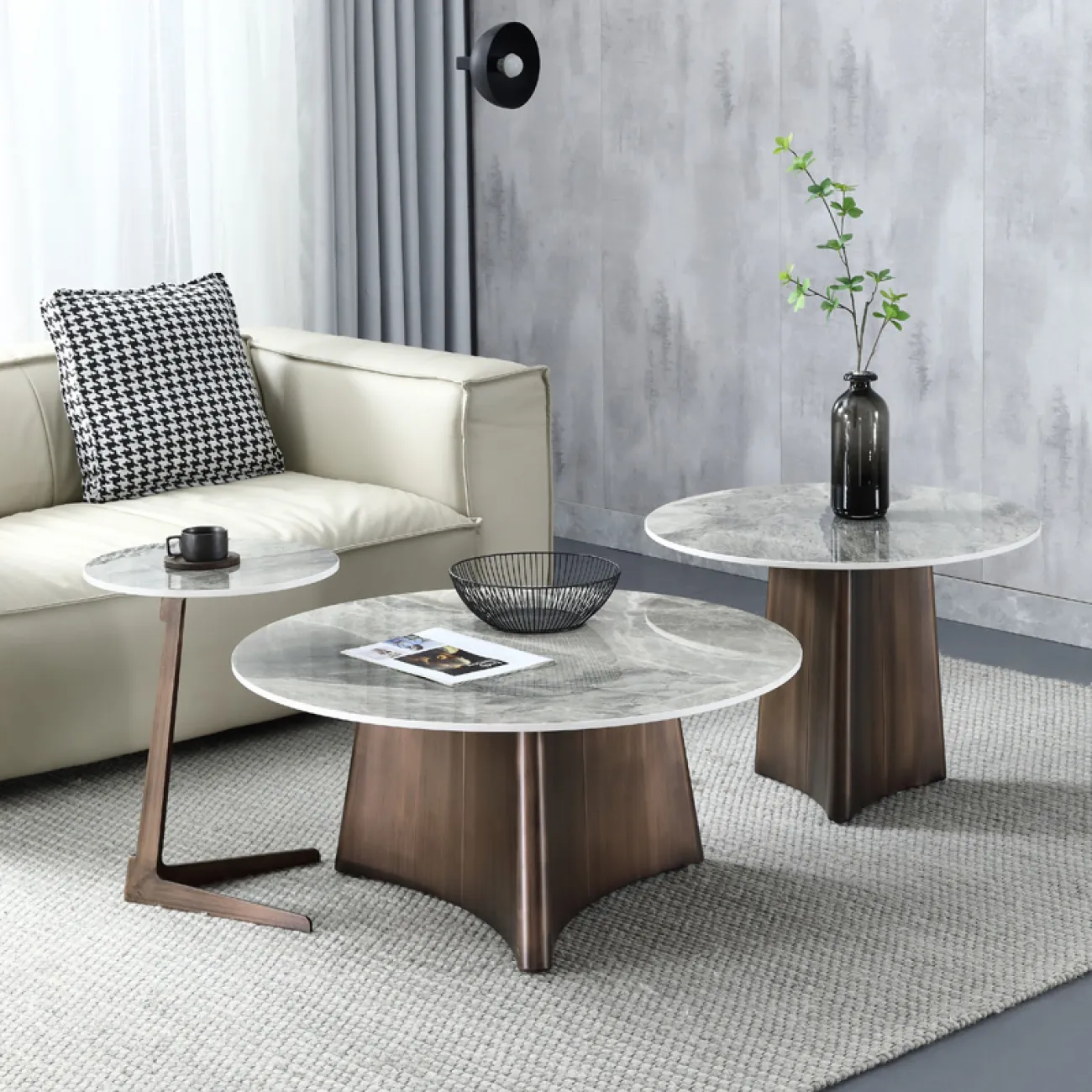 Великолепный журнальный стол из камня в Скандинавском стиле LaLume AR21277-23