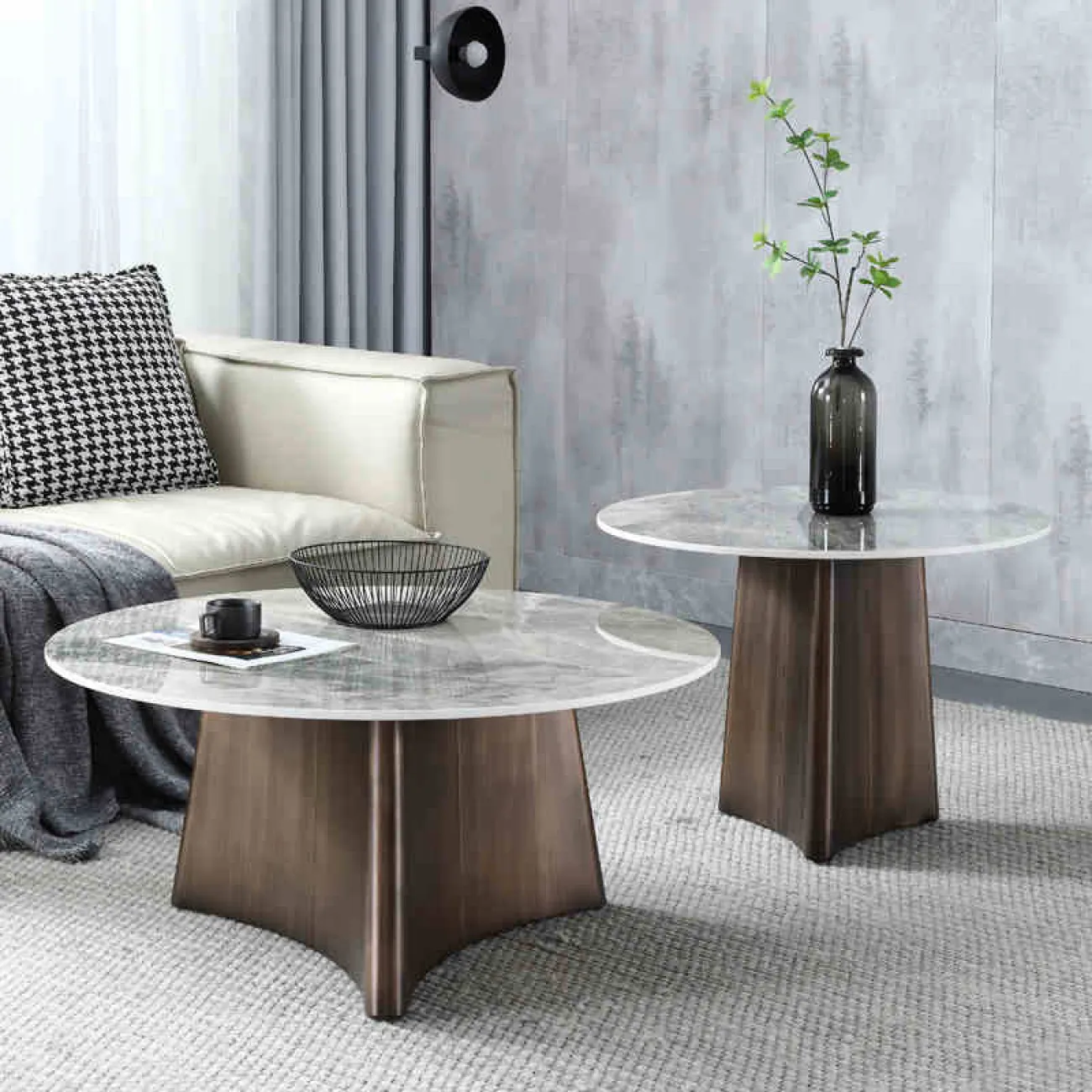 Великолепный журнальный стол из камня в Скандинавском стиле LaLume AR21277-23