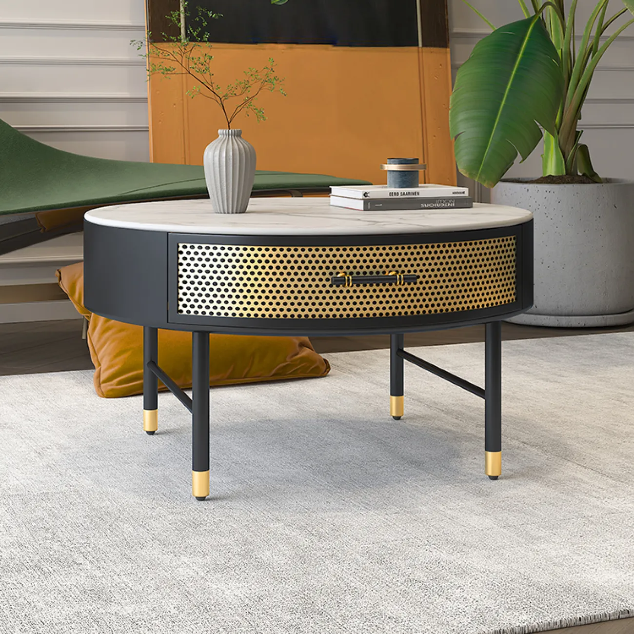 Роскошный журнальный каменный стол для гостиной в Скандинавском стиле LaLume DK21948-23 Роскошный журнальный каменный стол для гостиной в Скандинавском стиле LaLume DK21948-23