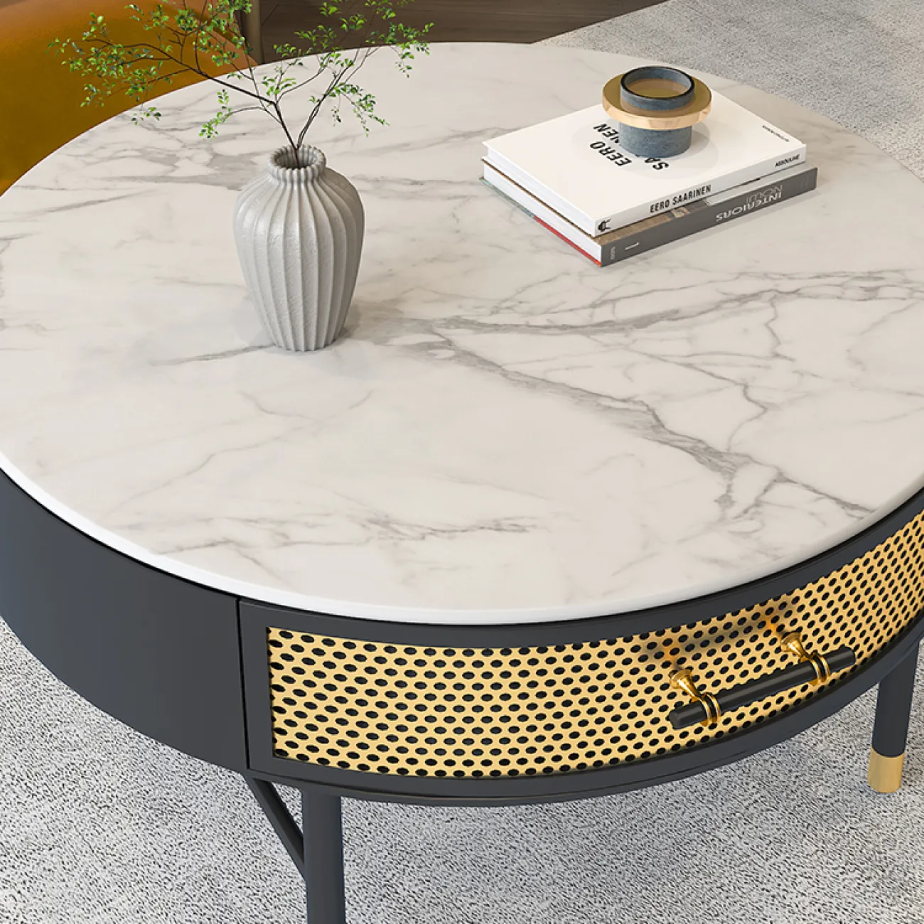 Роскошный журнальный каменный стол для гостиной в Скандинавском стиле LaLume DK21948-23 Роскошный журнальный каменный стол для гостиной в Скандинавском стиле LaLume DK21948-23