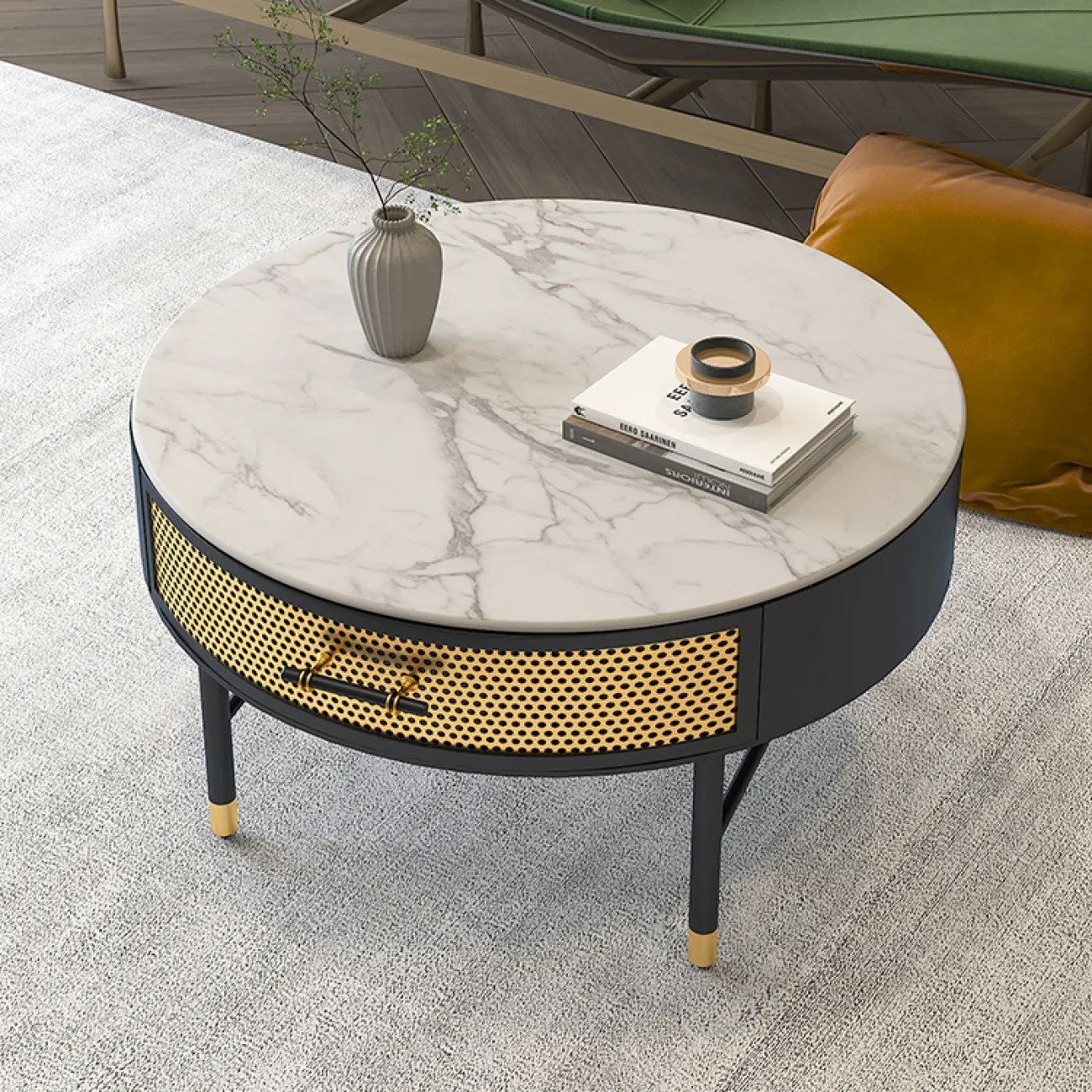 Роскошный журнальный каменный стол для гостиной в Скандинавском стиле LaLume DK21948-23 Роскошный журнальный каменный стол для гостиной в Скандинавском стиле LaLume DK21948-23