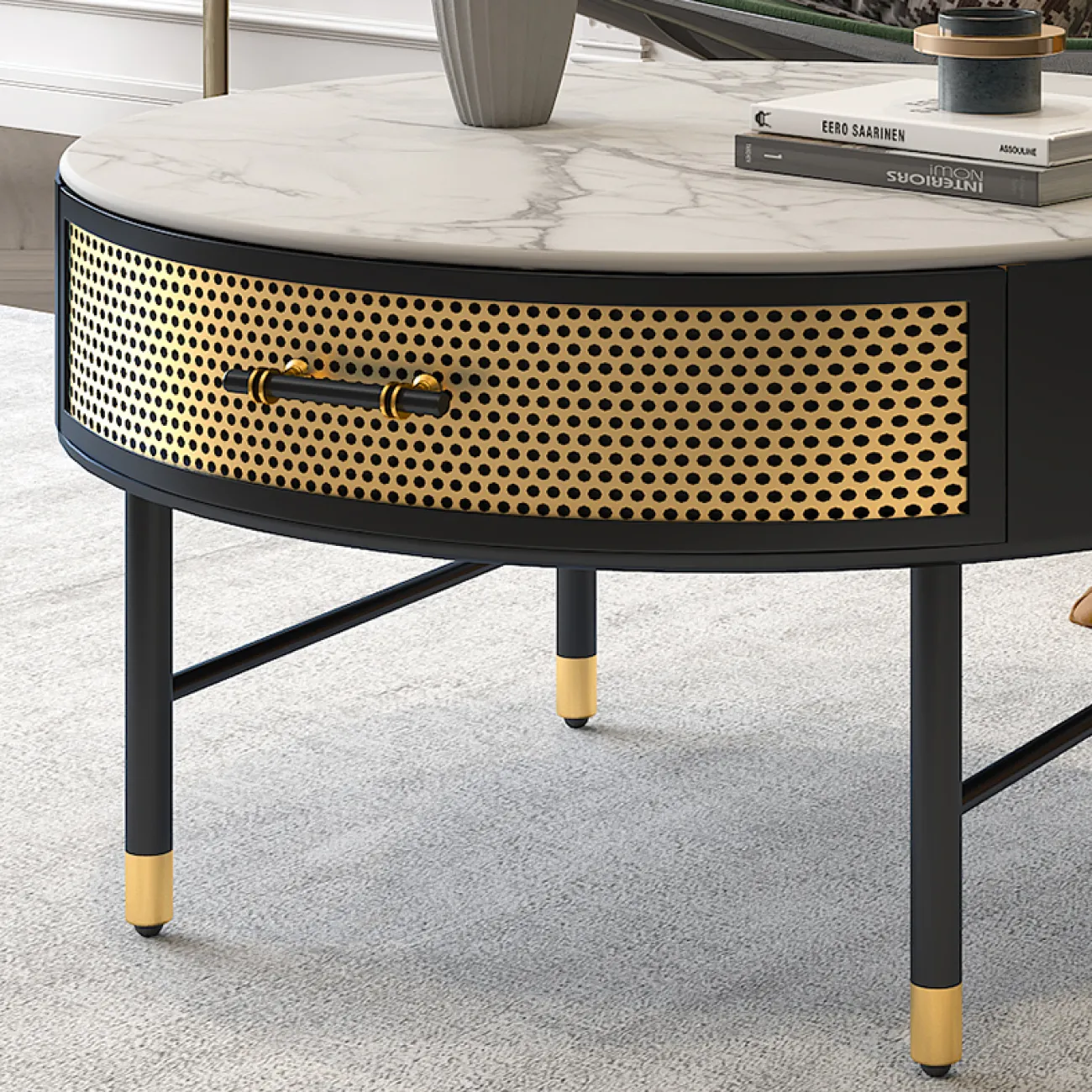 Роскошный журнальный каменный стол для гостиной в Скандинавском стиле LaLume DK21948-23 Роскошный журнальный каменный стол для гостиной в Скандинавском стиле LaLume DK21948-23