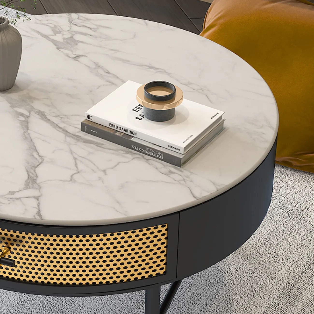 Роскошный журнальный каменный стол для гостиной в Скандинавском стиле LaLume DK21948-23 Роскошный журнальный каменный стол для гостиной в Скандинавском стиле LaLume DK21948-23