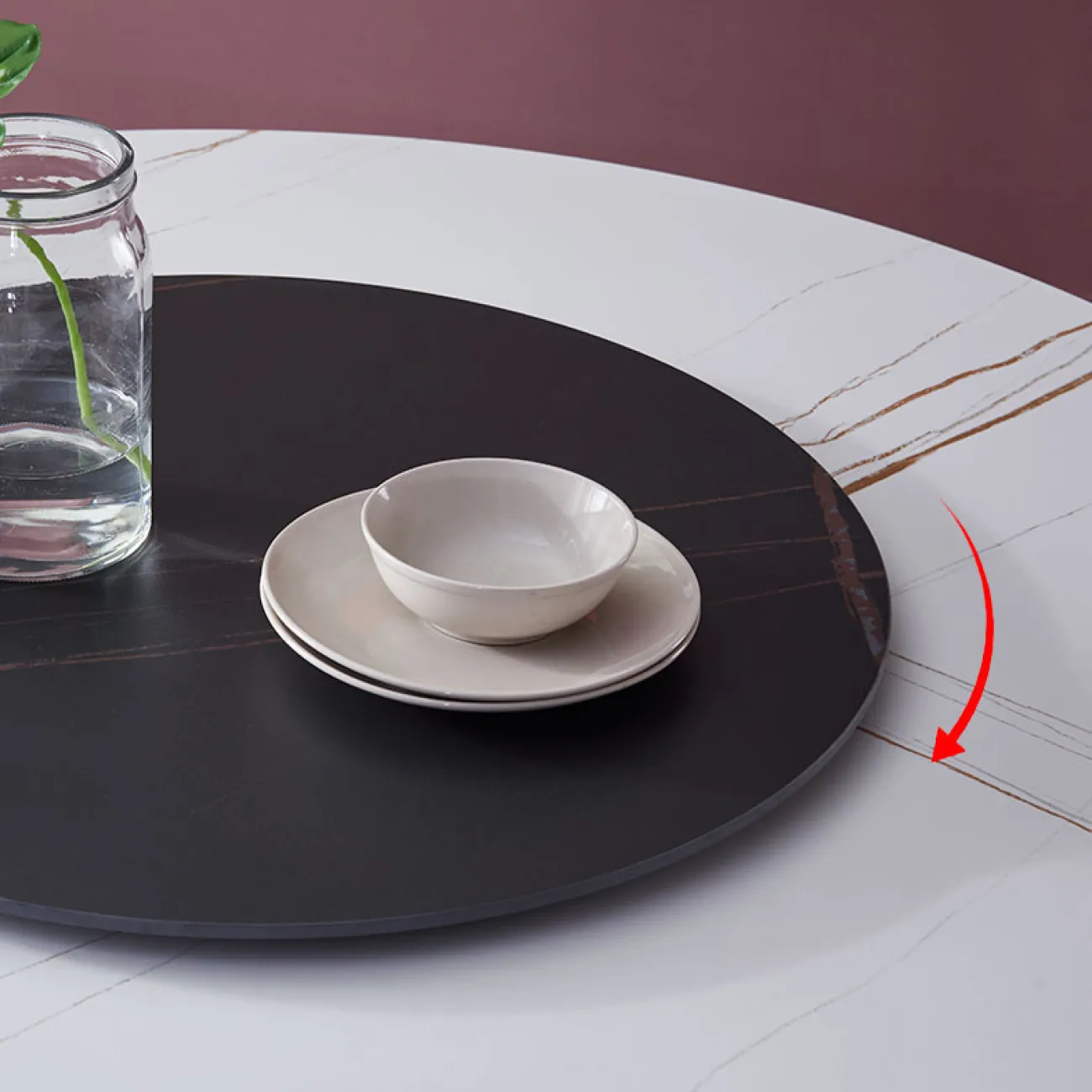 Необычный круглый обеденный стол с вращающейся серединой в стиле Минимализм LaLume AR22299-23