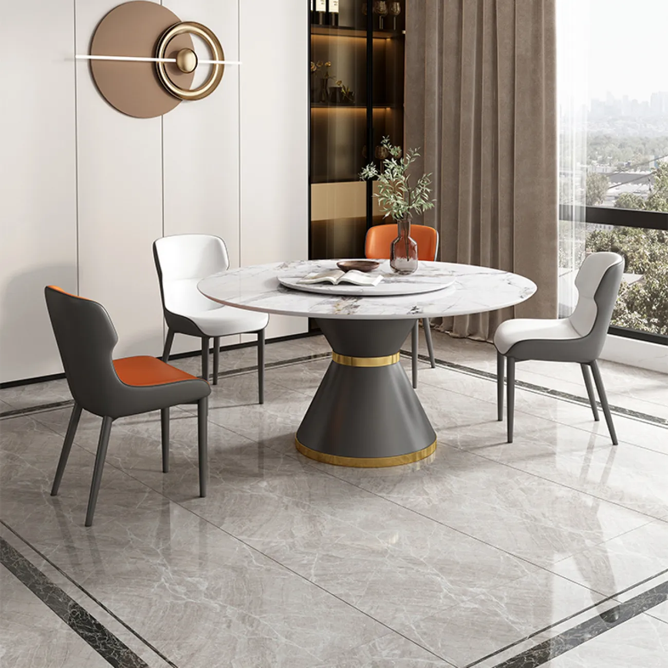 Креативный круглый обеденный стол с вращающейся серединой в Современном стиле LaLume AR22300-23