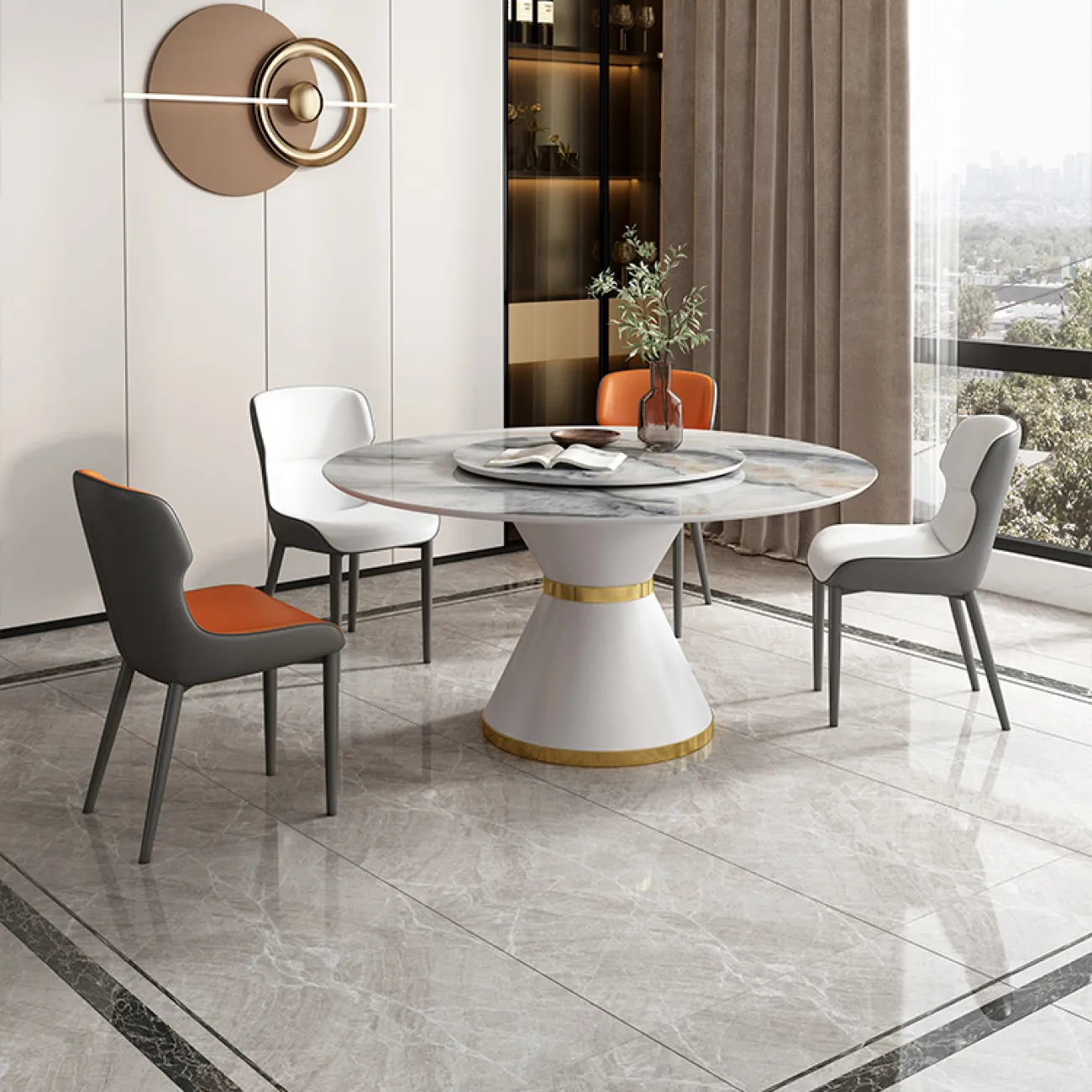 Креативный круглый обеденный стол с вращающейся серединой в Современном стиле LaLume AR22300-23