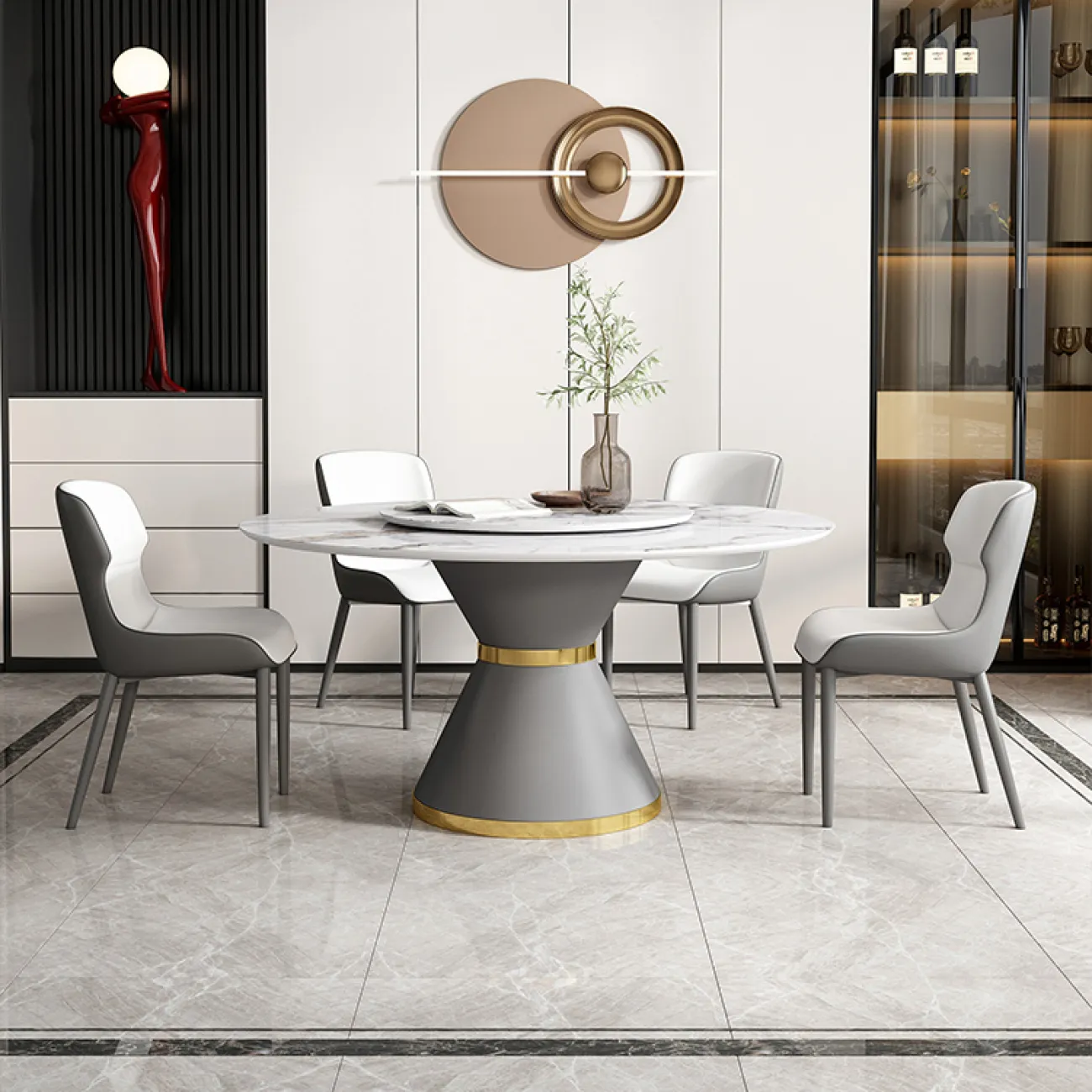 Креативный круглый обеденный стол с вращающейся серединой в Современном стиле LaLume AR22300-23