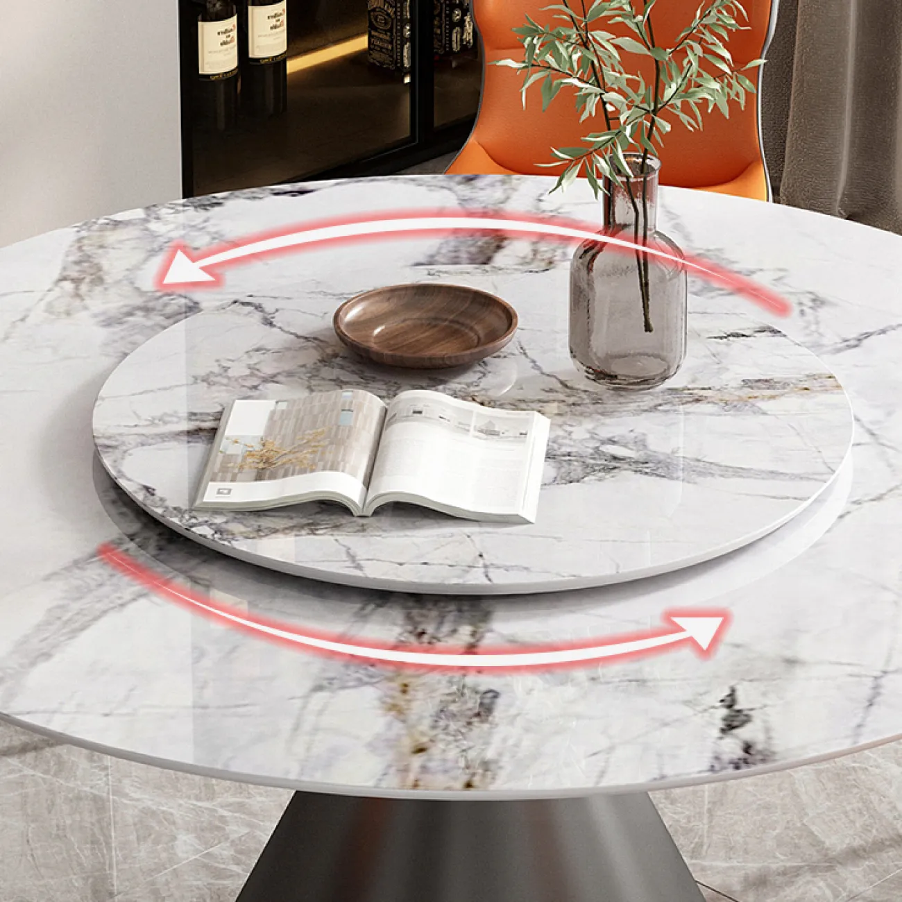 Креативный круглый обеденный стол с вращающейся серединой в Современном стиле LaLume AR22300-23