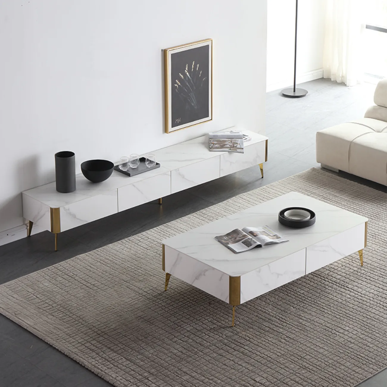 Минималистичная тумба из сланца для телевизора в Современном стиле LaLume AR22307-23