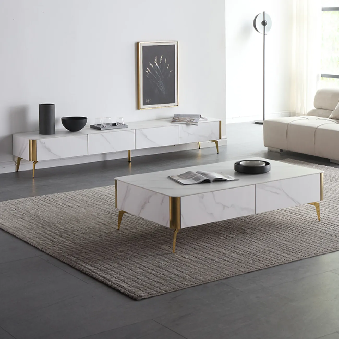 Минималистичная тумба из сланца для телевизора в Современном стиле LaLume AR22307-23