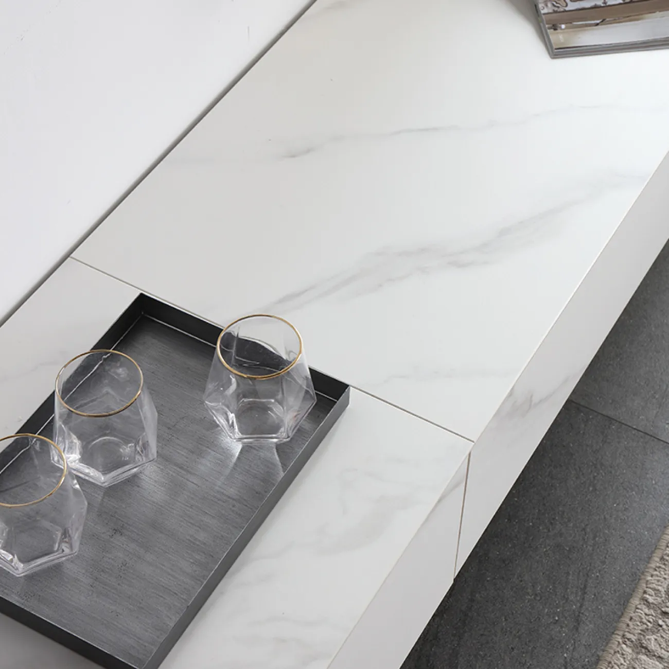 Минималистичная тумба из сланца для телевизора в Современном стиле LaLume AR22307-23