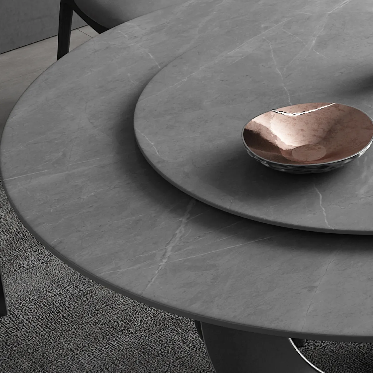 Роскошный круглый обеденный стол с поворотной серединой в стиле Минимализм LaLume AR22308-23