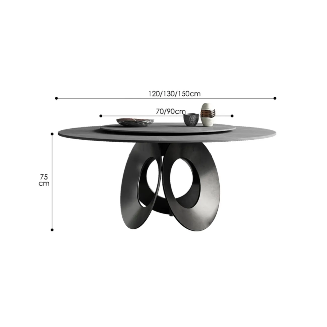 Роскошный круглый обеденный стол с поворотной серединой в стиле Минимализм LaLume AR22308-23