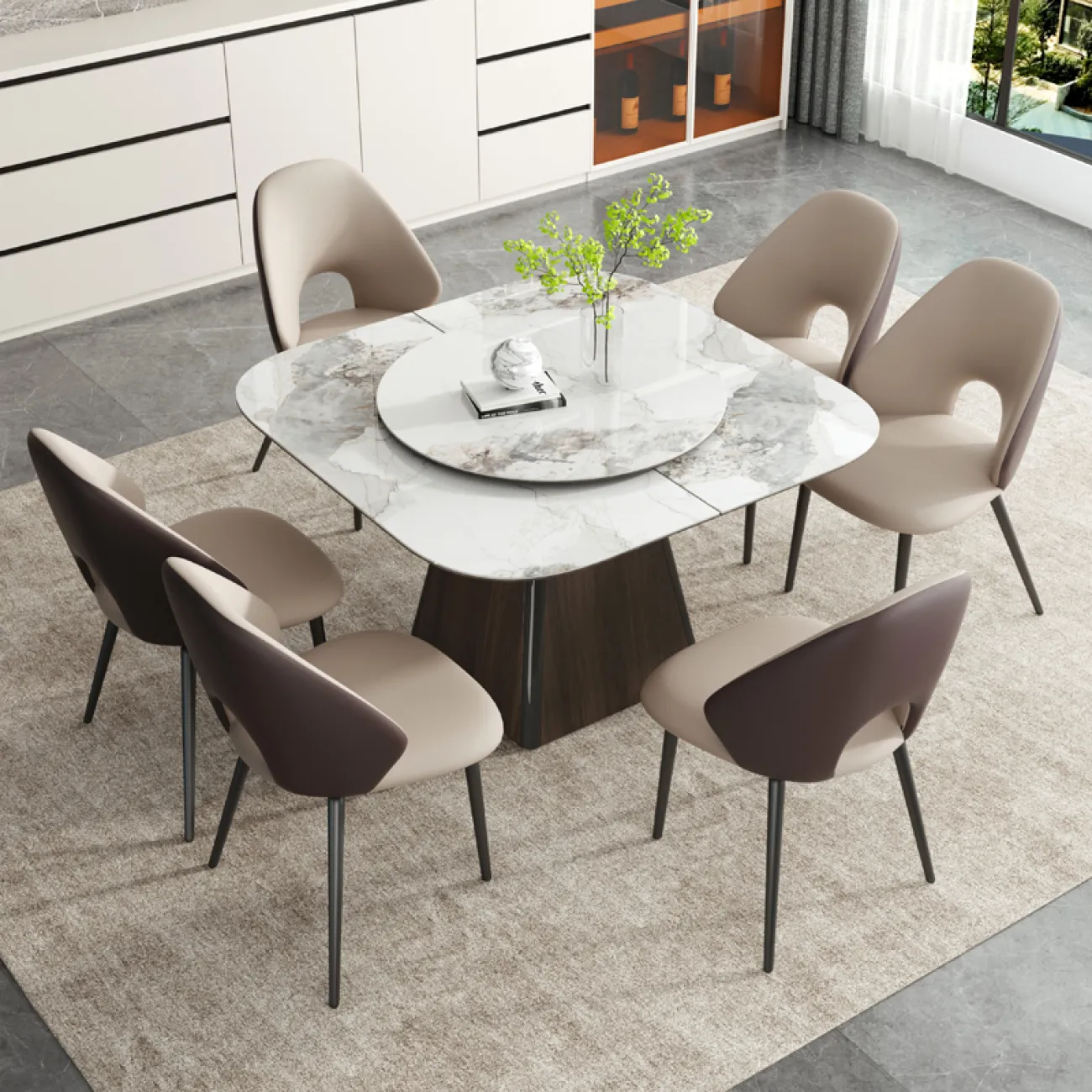 Многофункциональный раскладной обеденный стол с индукционной плитой в стиле Минимализм LaLume AR22309-23