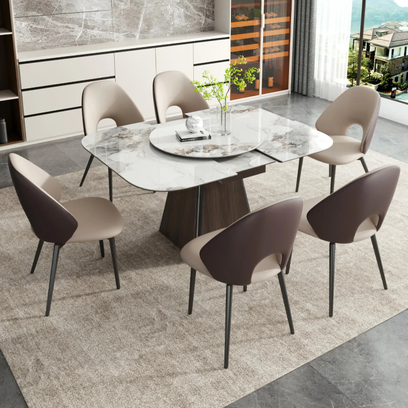 Многофункциональный раскладной обеденный стол с индукционной плитой в стиле Минимализм LaLume AR22309-23