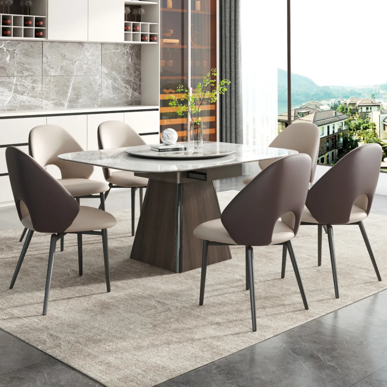 Многофункциональный раскладной обеденный стол с индукционной плитой в стиле Минимализм LaLume AR22309-23