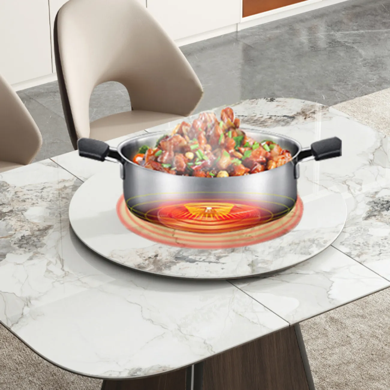 Многофункциональный раскладной обеденный стол с индукционной плитой в стиле Минимализм LaLume AR22309-23