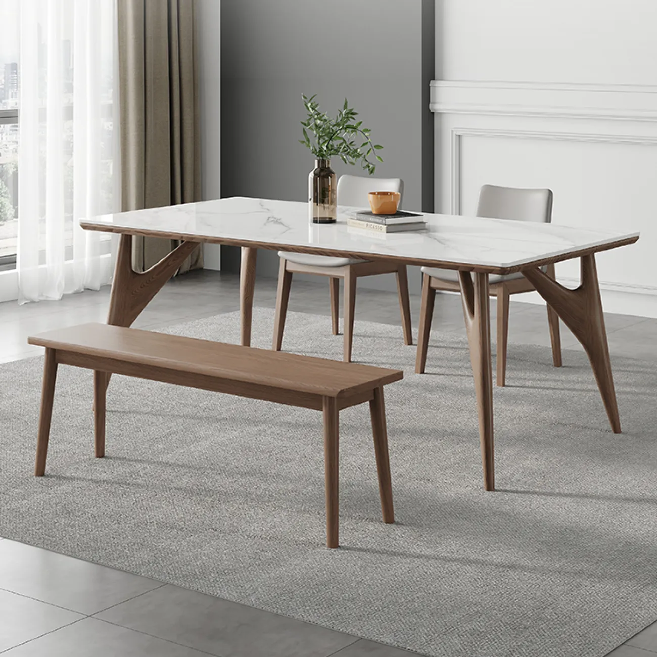 Минималистичный обеденный каменный стол в Скандинавском стиле LaLume AR22310-23 Минималистичный обеденный каменный стол в Скандинавском стиле LaLume AR22310-23