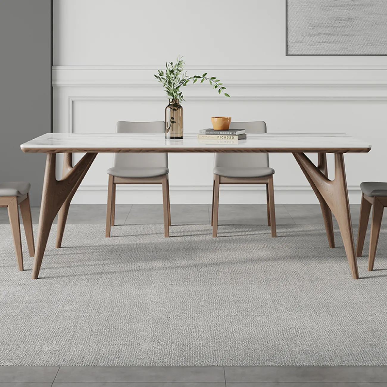 Минималистичный обеденный каменный стол в Скандинавском стиле LaLume AR22310-23 Минималистичный обеденный каменный стол в Скандинавском стиле LaLume AR22310-23