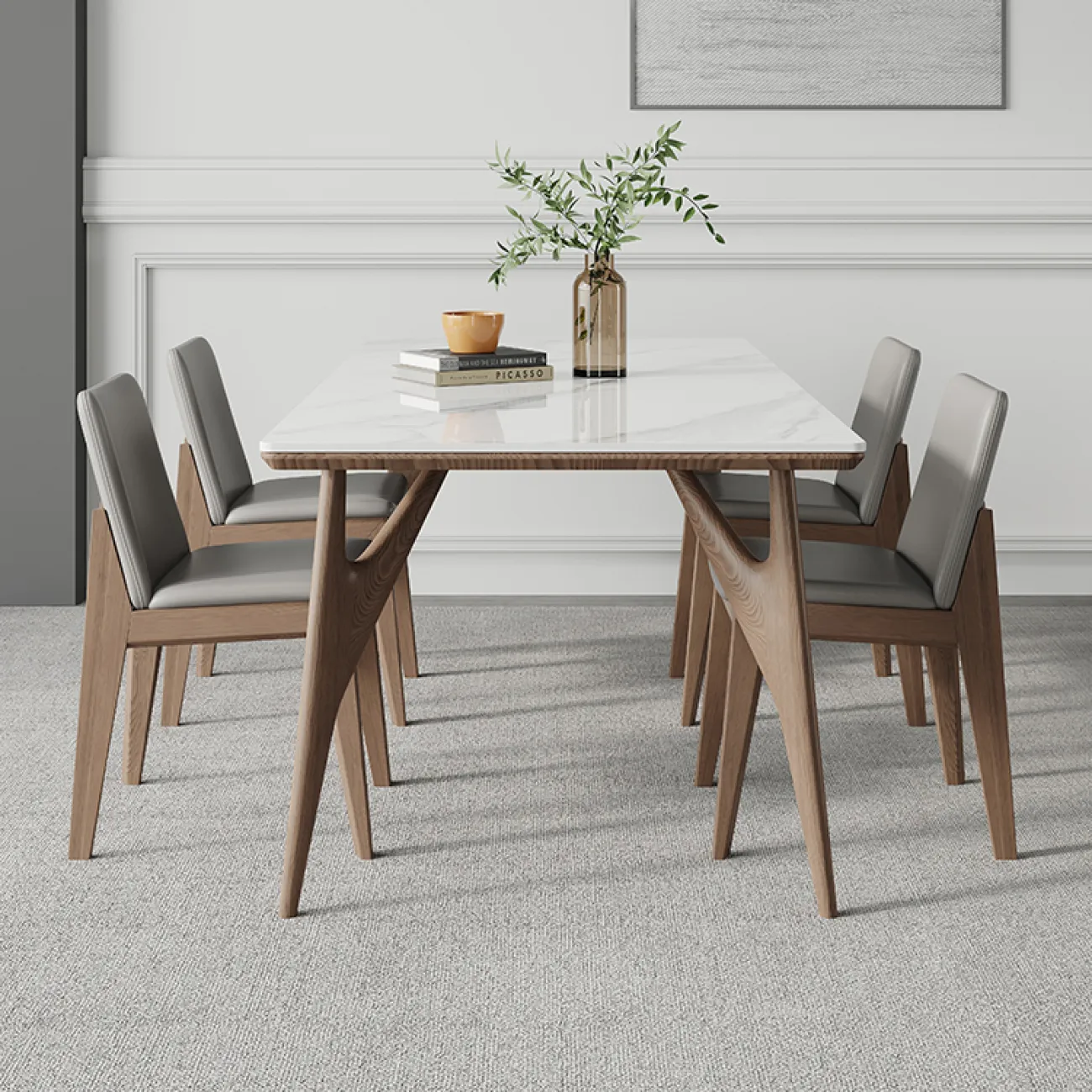 Минималистичный обеденный каменный стол в Скандинавском стиле LaLume AR22310-23 Минималистичный обеденный каменный стол в Скандинавском стиле LaLume AR22310-23