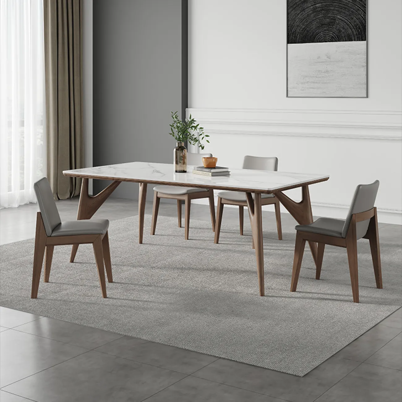 Минималистичный обеденный каменный стол в Скандинавском стиле LaLume AR22310-23 Минималистичный обеденный каменный стол в Скандинавском стиле LaLume AR22310-23