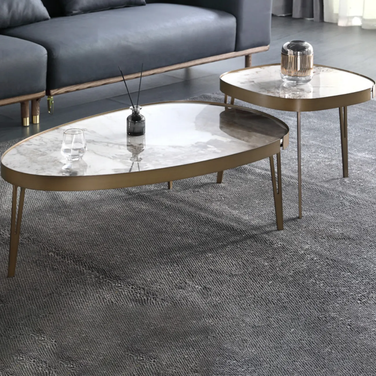 Великолепный журнальный стол из камня в стиле Минимализм LaLume AR22313-23