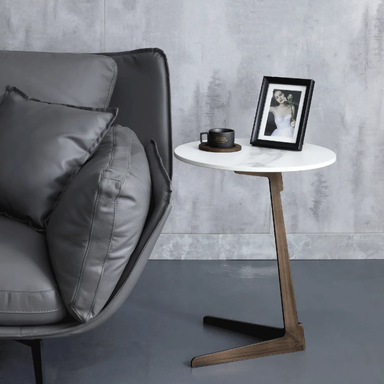 Минималистичный журнальный стол из мрамора в Итальянском стиле LaLume AR22314-23 Минималистичный журнальный стол из мрамора в Итальянском стиле LaLume AR22314-23