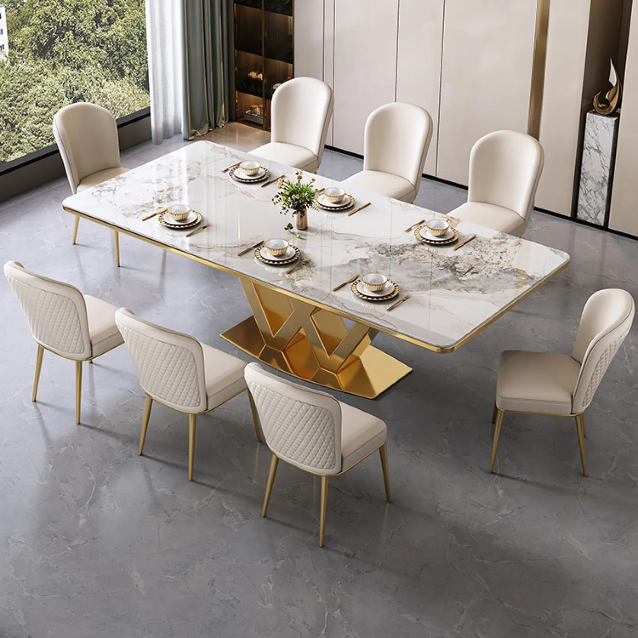 Минималистичный обеденный каменный стол в Современном стиле LaLume AR22365-23