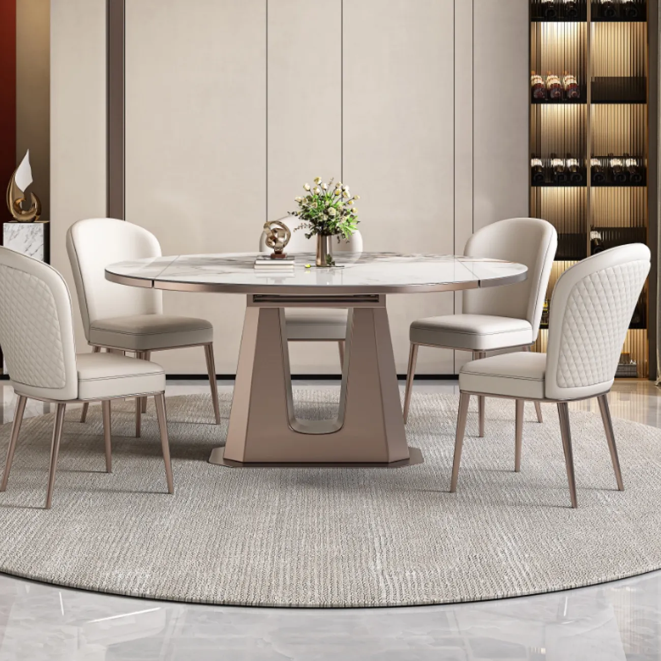 Необычный раскладной обеденный каменный стол в Итальянском стиле LaLume AR22367-23