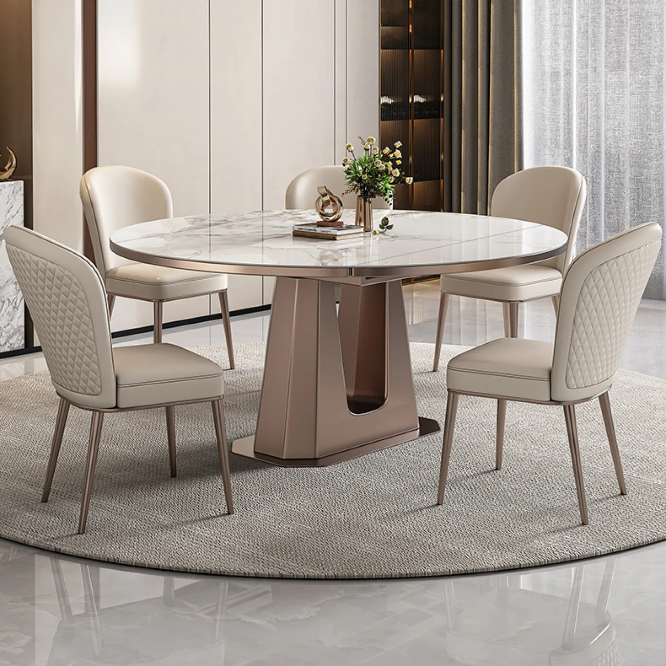 Необычный раскладной обеденный каменный стол в Итальянском стиле LaLume AR22367-23