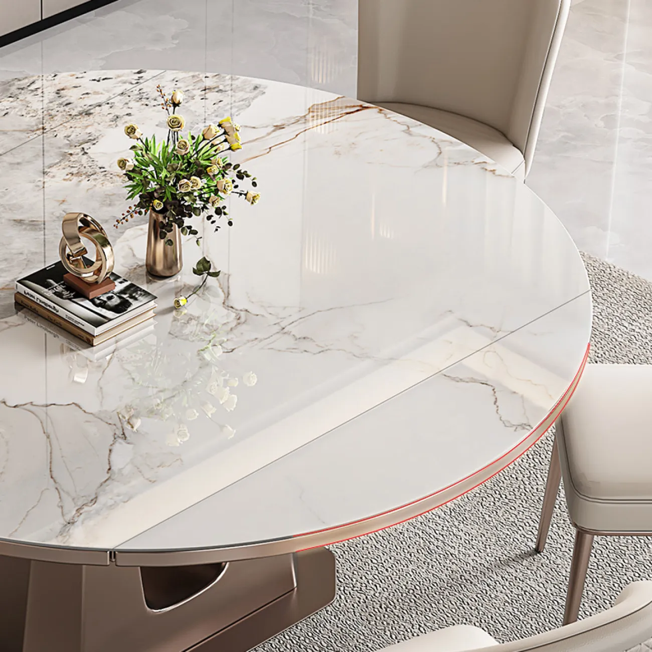 Необычный раскладной обеденный каменный стол в Итальянском стиле LaLume AR22367-23